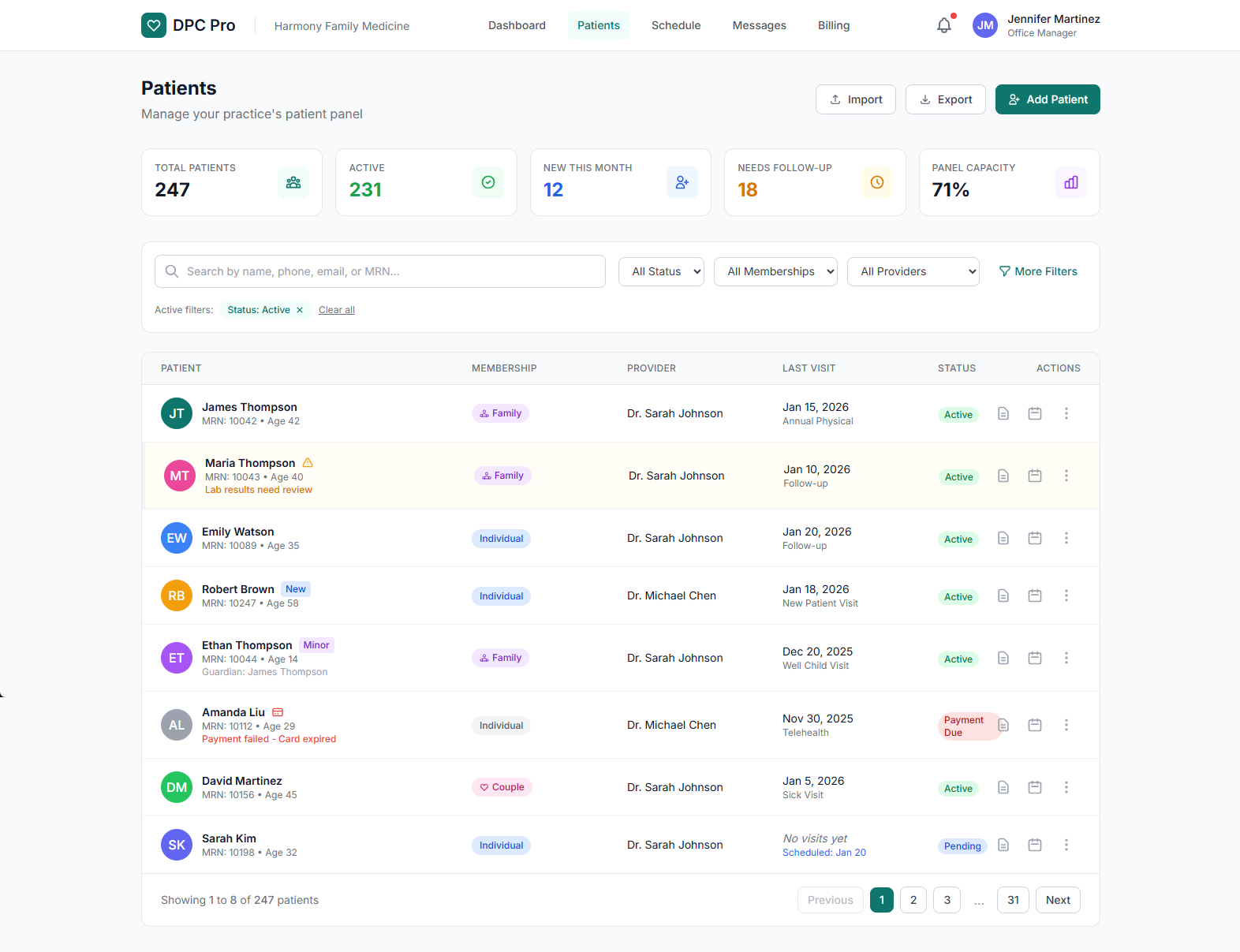DPC Pro Patients Dashboard